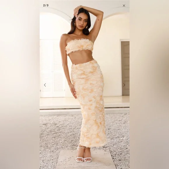 HELLO MOLLY HOTEL LOBBY MAXI SKIRT YELLOW SIZE 4 NWT - Picture 2 of 8